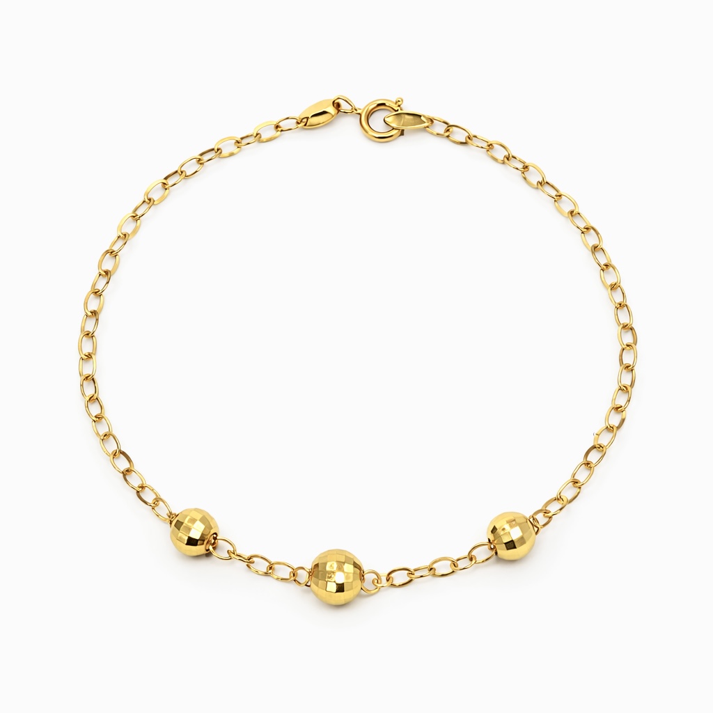 Pulsera de Oro 18kt Tres Esferas Pequeñas 1