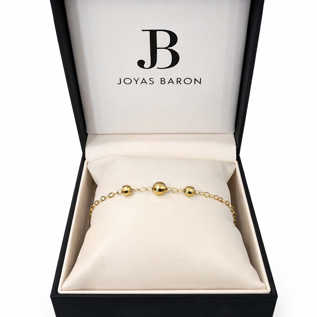 Pulsera de Oro 18kt Tres Esferas Pequeñas 6