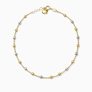 Pulsera Oro Amarillo 18kt Bolitas Bicolor