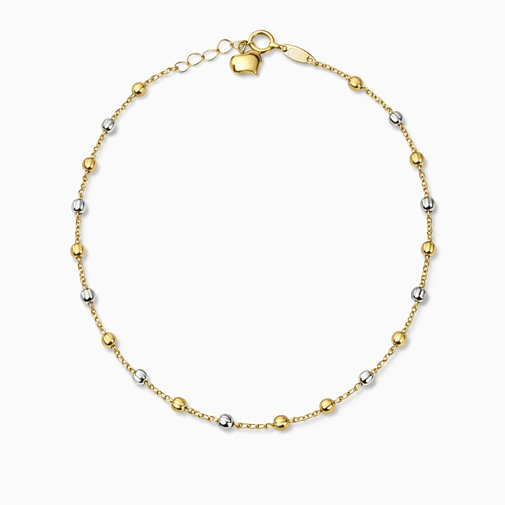 Pulsera Oro Amarillo 18kt Bolitas Bicolor 1