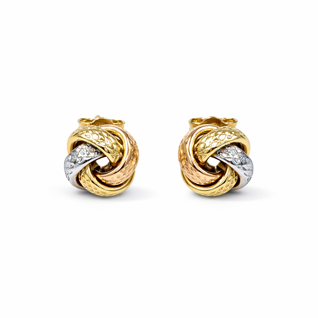 Aros Oro Amarillo 18kt Nudo Tricolor 1