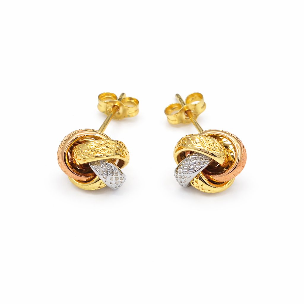 Aros Oro Amarillo 18kt Nudo Tricolor 2