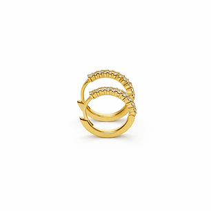 Aros Oro Amarillo 18kt Argollas Pequeñas Circonita 11MM