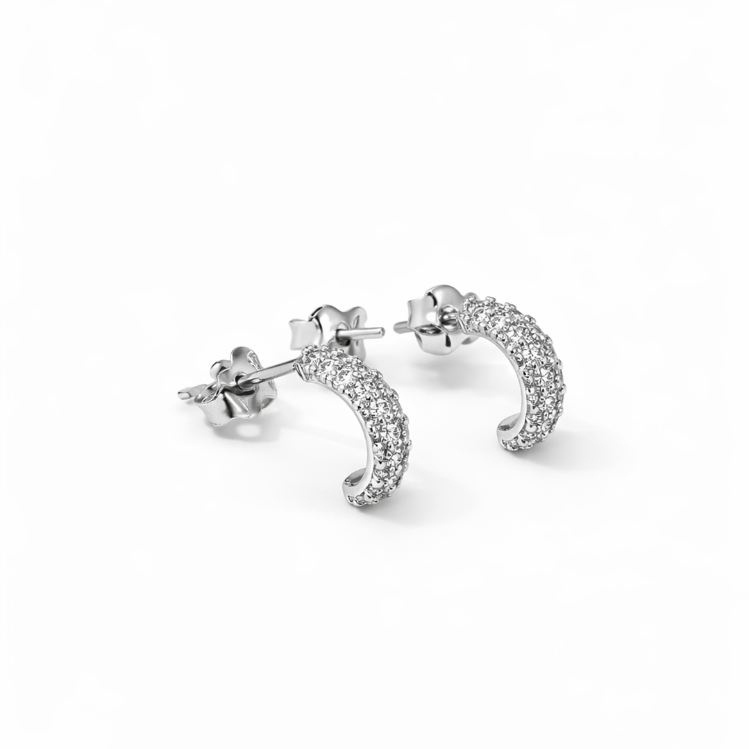 Aros Oro Amarillo 18kt Media Luna Circonita 2