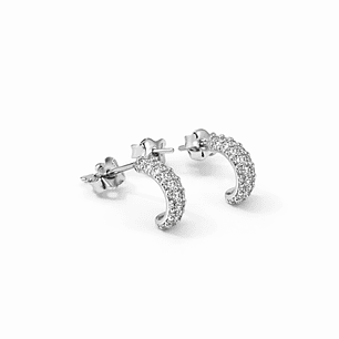 Aros Oro Amarillo 18kt Media Luna Circonita