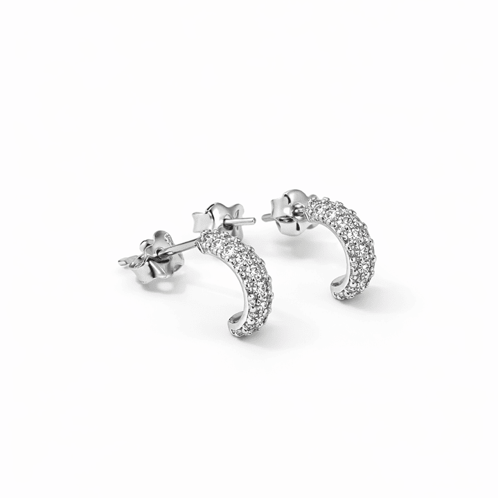 Aros Oro Amarillo 18kt Media Luna Circonita 2