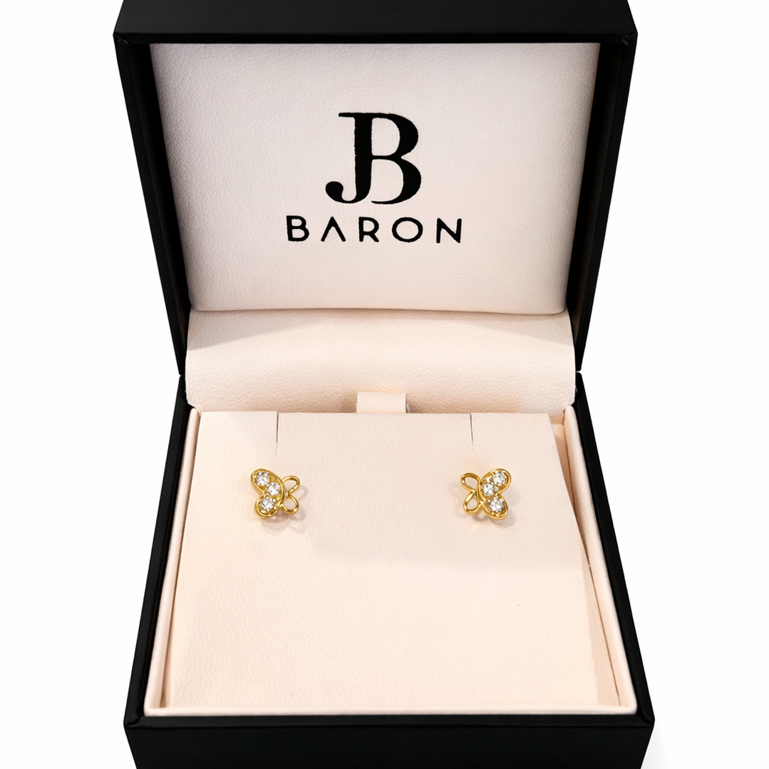 Aros Oro Amarillo 18kt Mariposa Circonita 3