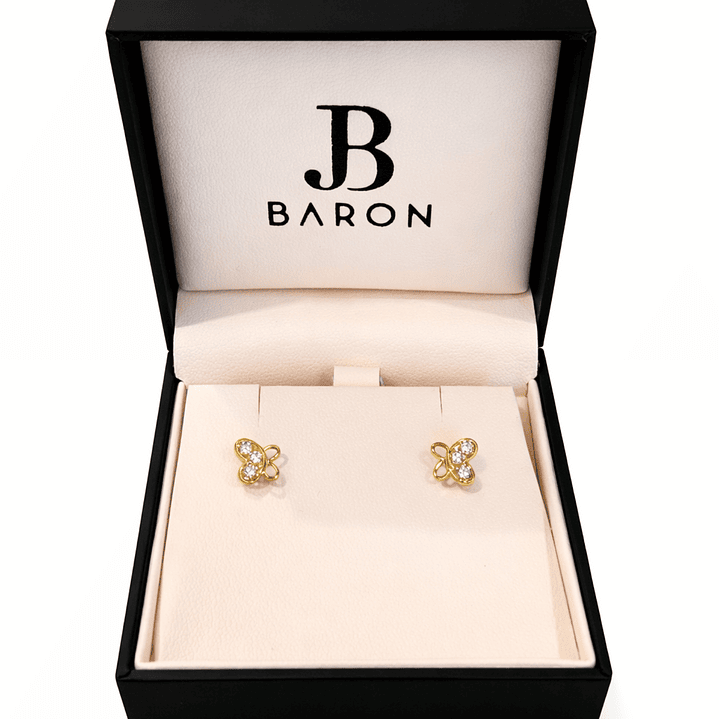 Aros Oro Amarillo 18kt Mariposa Circonita 3