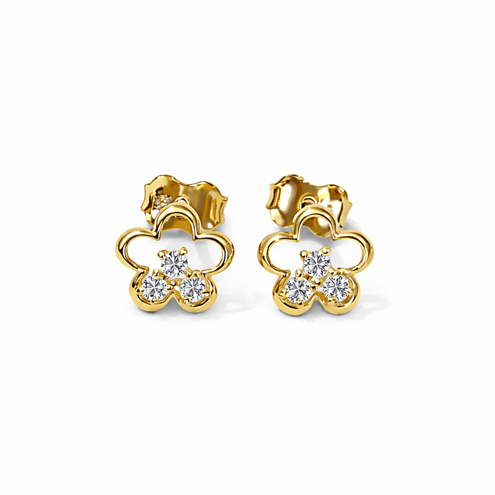 Aros Oro Amarillo 18kt Flor Circonita 1