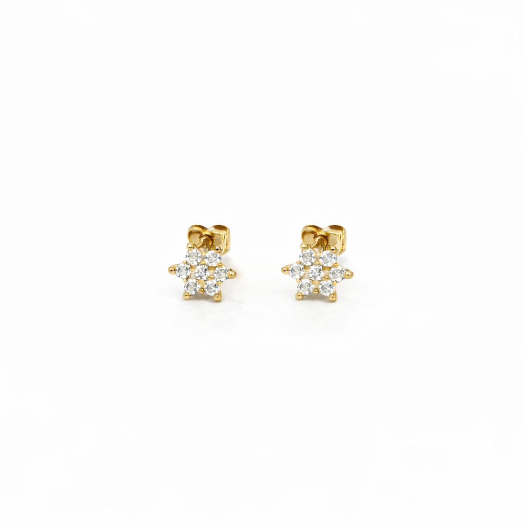 Aros Oro Amarillo 18kt Flor Imperial Circonita 3