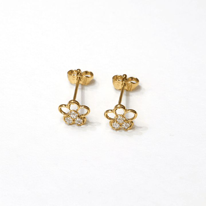 Aros Oro Amarillo 18kt Flor Circonita 3