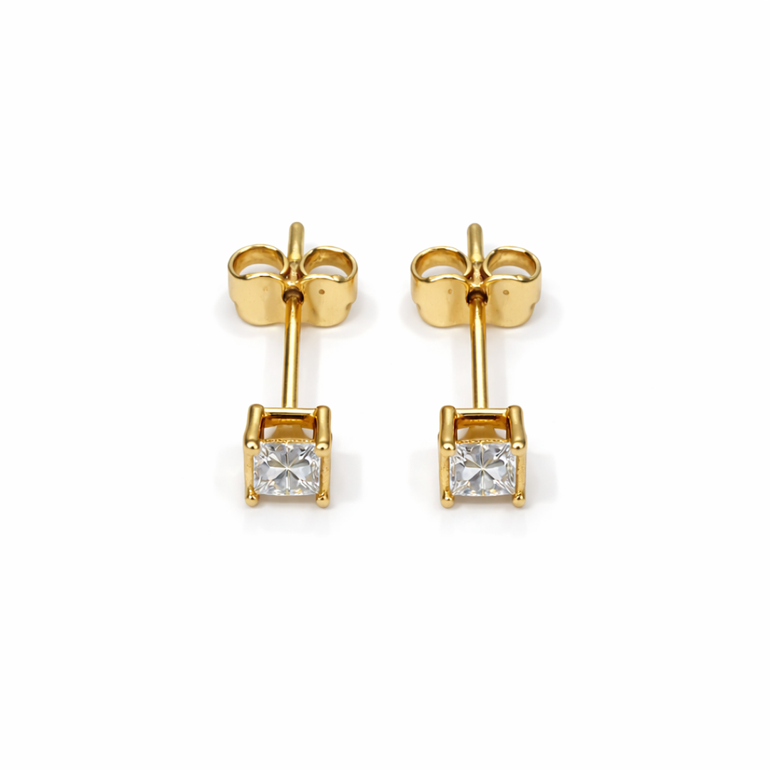 Aros Oro Amarillo 18kt Circonita Prince 3x3MM 1