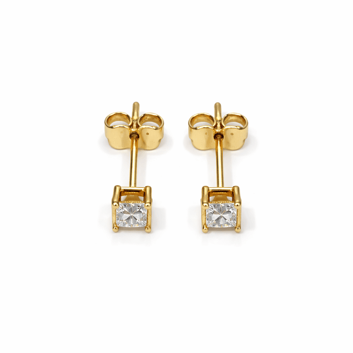 Aros Oro Amarillo 18kt Circonita Prince 3x3MM 1