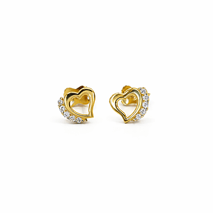 Aros Oro Amarillo 18kt Circonita Corazón