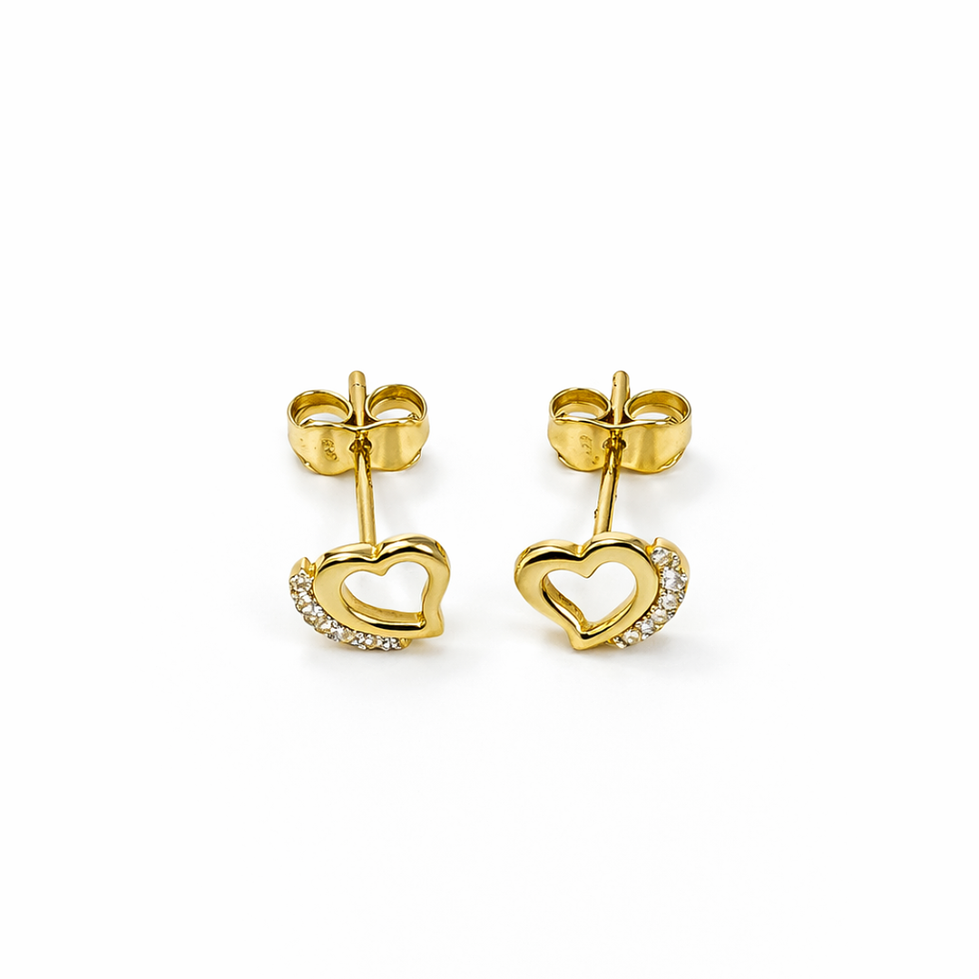 Aros Oro Amarillo 18kt Circonita Corazón 3