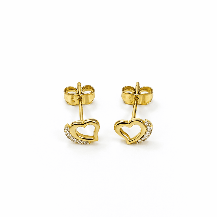 Aros Oro Amarillo 18kt Circonita Corazón 3