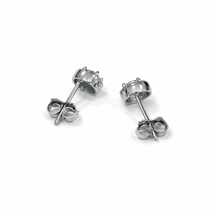 Aros Oro Blanco 18kt Circonita Botón 3