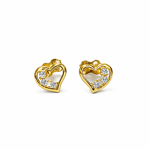 Aros Oro Amarillo 18kt Corazón Circonita