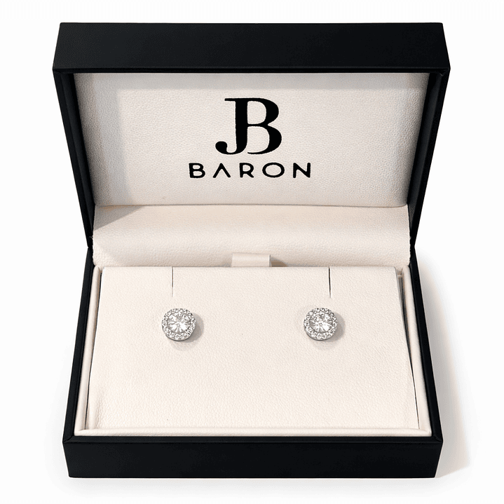 Aros Oro Blanco 18kt Circonita Botón 4