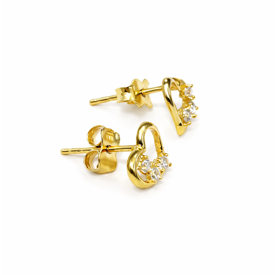 Aros Oro Amarillo 18kt Corazón Circonita 2