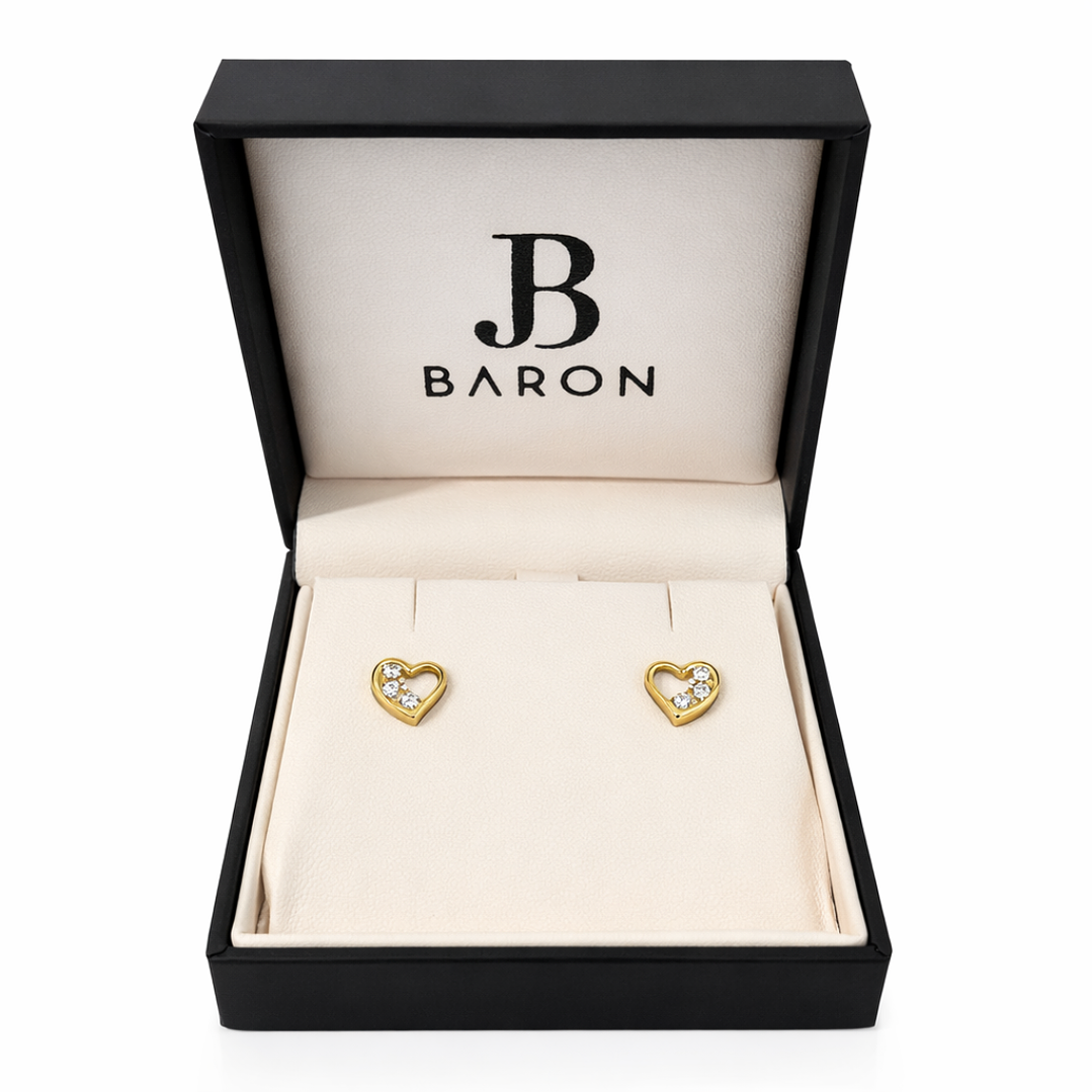 Aros Oro Amarillo 18kt Corazón Circonita 3