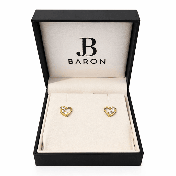 Aros Oro Amarillo 18kt Corazón Circonita 3