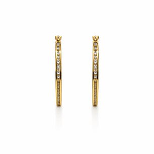 Aros Oro Amarillo 18kt Argollas Oval Circonita 29X20MM