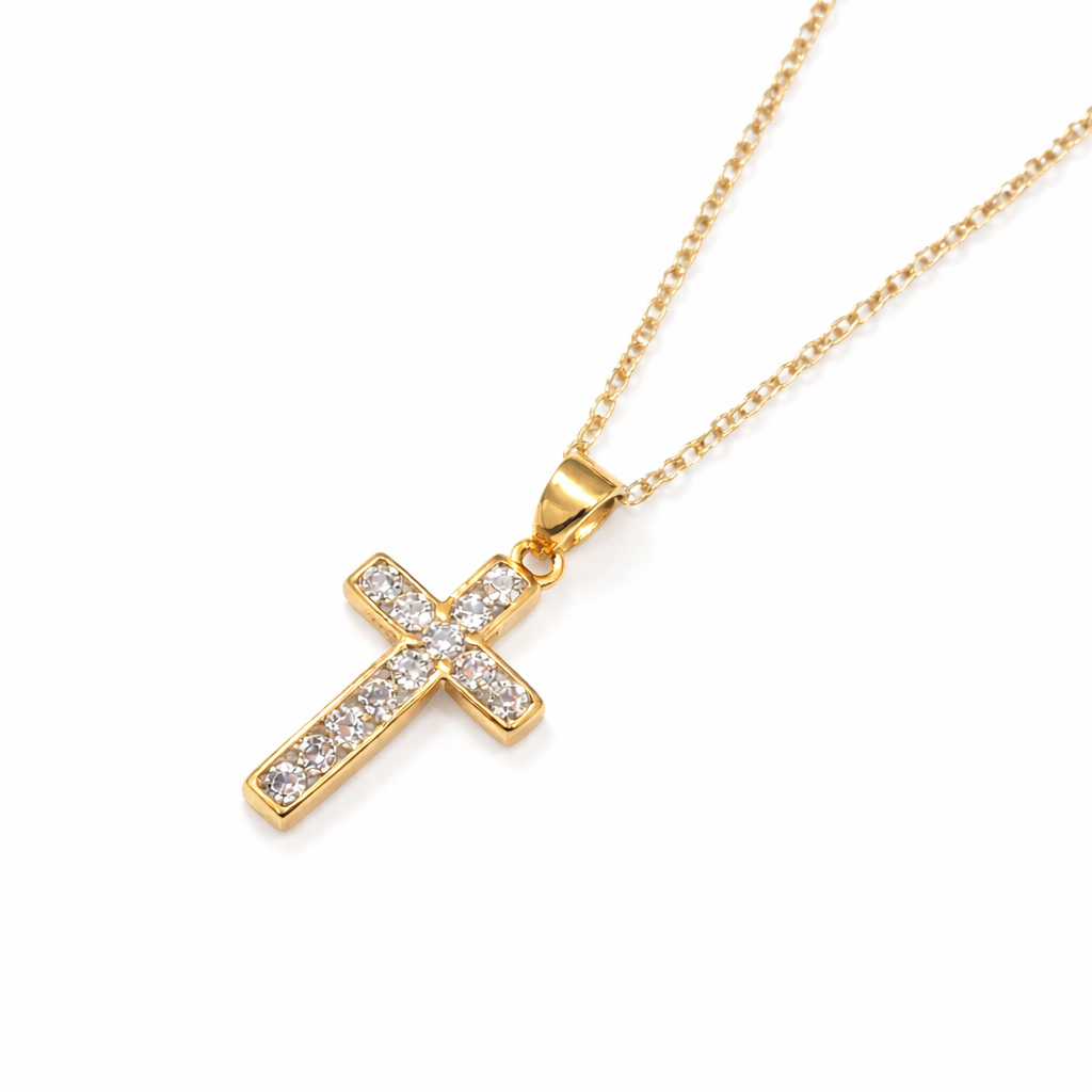 Colgante Oro Amarillo 18kt Cruz Circonita 23x11mm 2