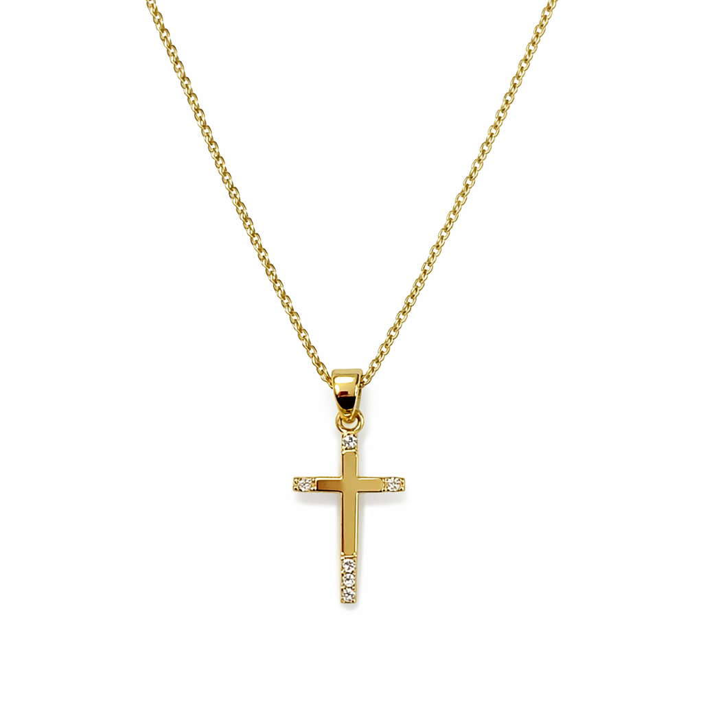 Colgante Oro Amarillo 18kt Cruz Circonita 24x11MM 3