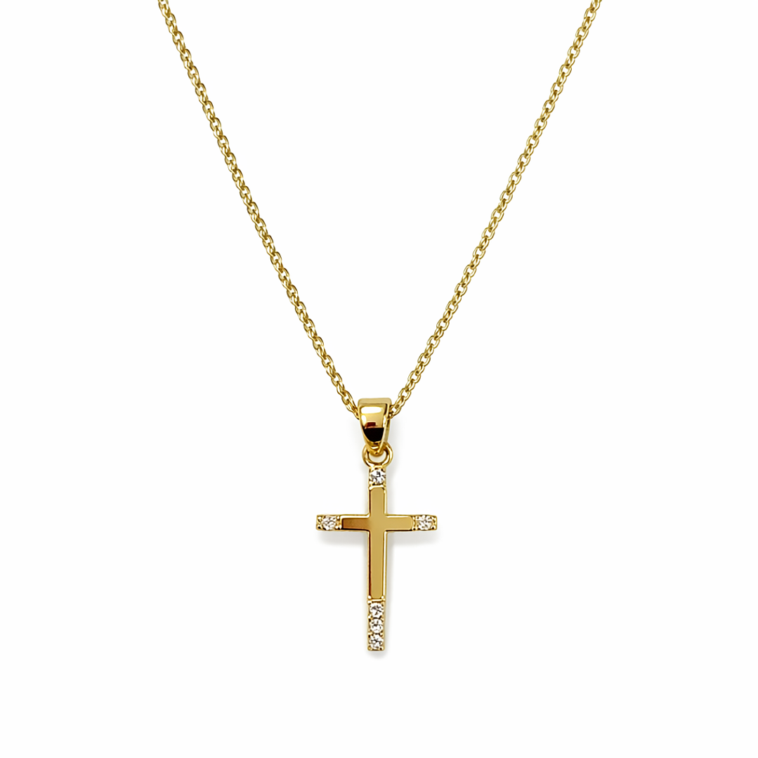 Colgante Oro Amarillo 18kt Cruz Circonita 24x11MM 3