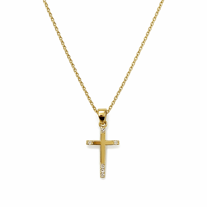 Colgante Oro Amarillo 18kt Cruz Circonita 24x11MM 3