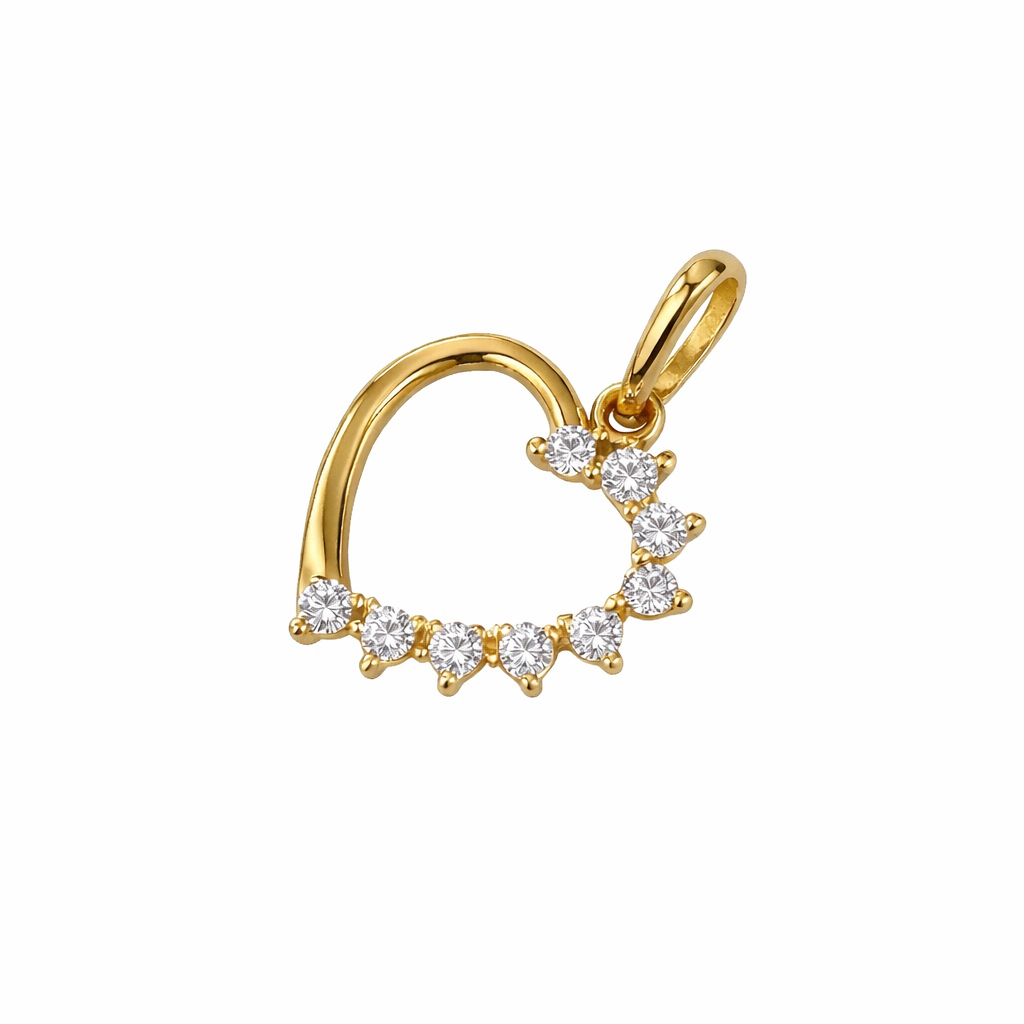 Colgante Oro Amarillo 18kt Corazón 1/2 Circonita 1