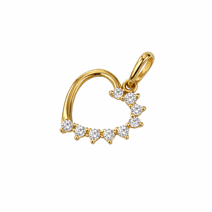 Colgante Oro Amarillo 18kt Corazón 1/2 Circonita