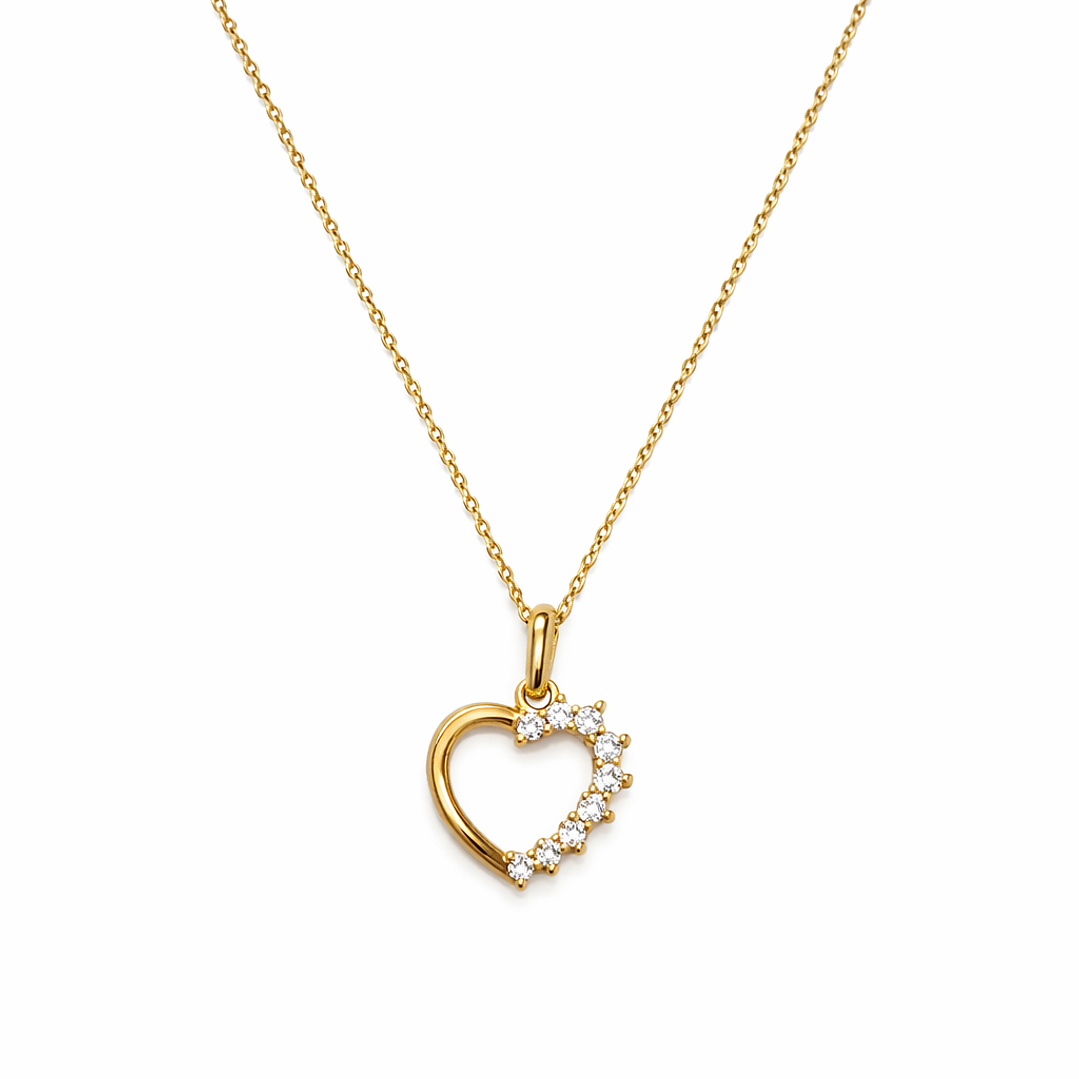 Colgante Oro Amarillo 18kt Corazón 1/2 Circonita 3