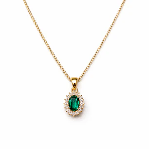 Colgante Oro Amarillo 18kt Circonita-Esmeralda