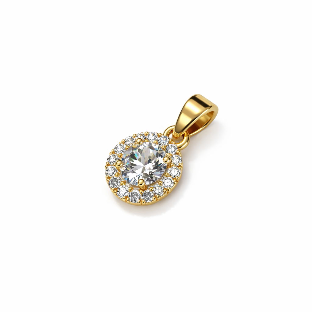 Colgante Oro Amarillo 18kt Circonita Oval Central 7MM 1