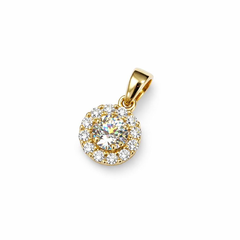 Colgante Oro Amarillo 18kt Botón Circonita Central 5MM 1