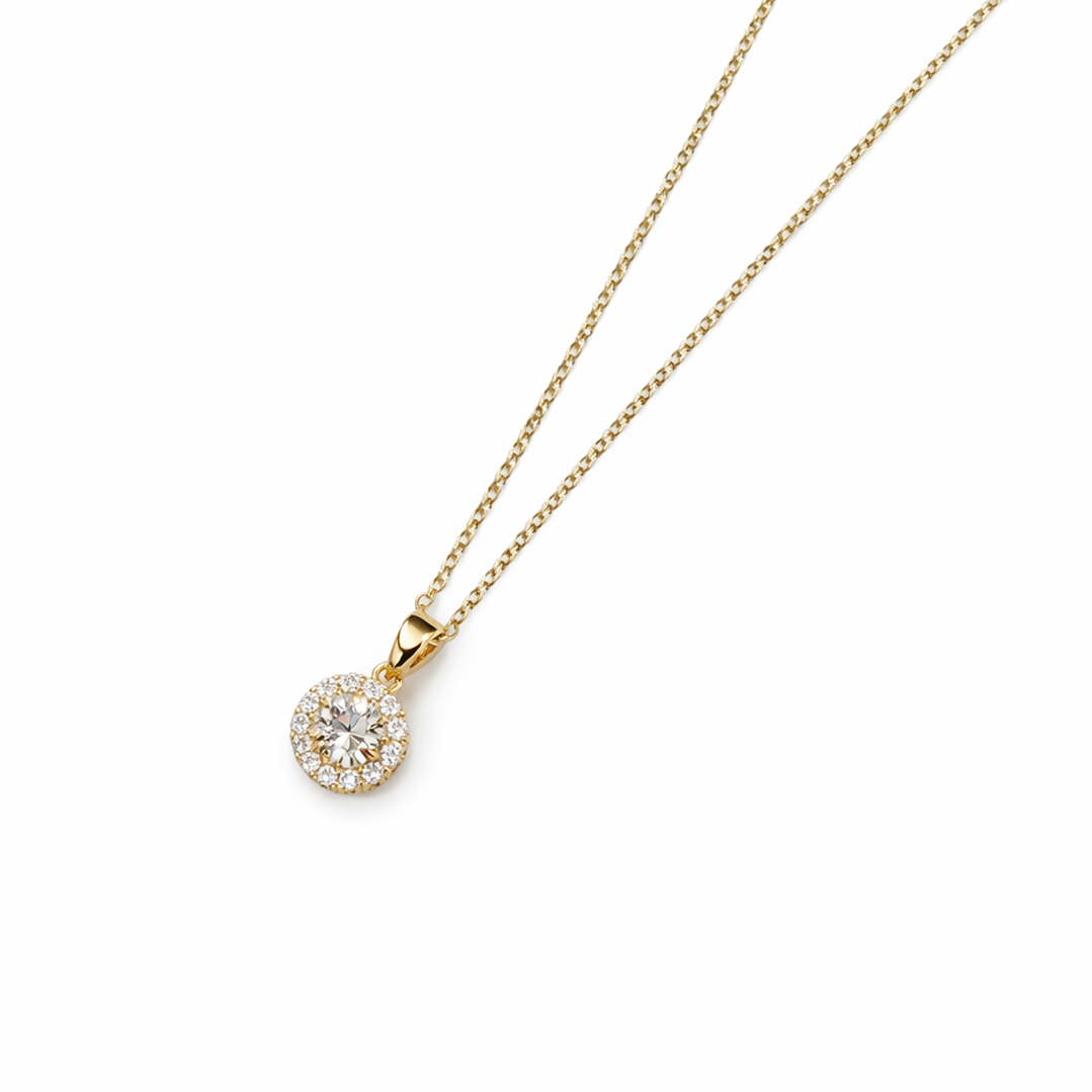 Colgante Oro Amarillo 18kt Botón Circonita Central 5MM 2