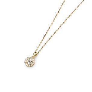 Colgante Oro Amarillo 18kt Botón Circonita Central 5MM