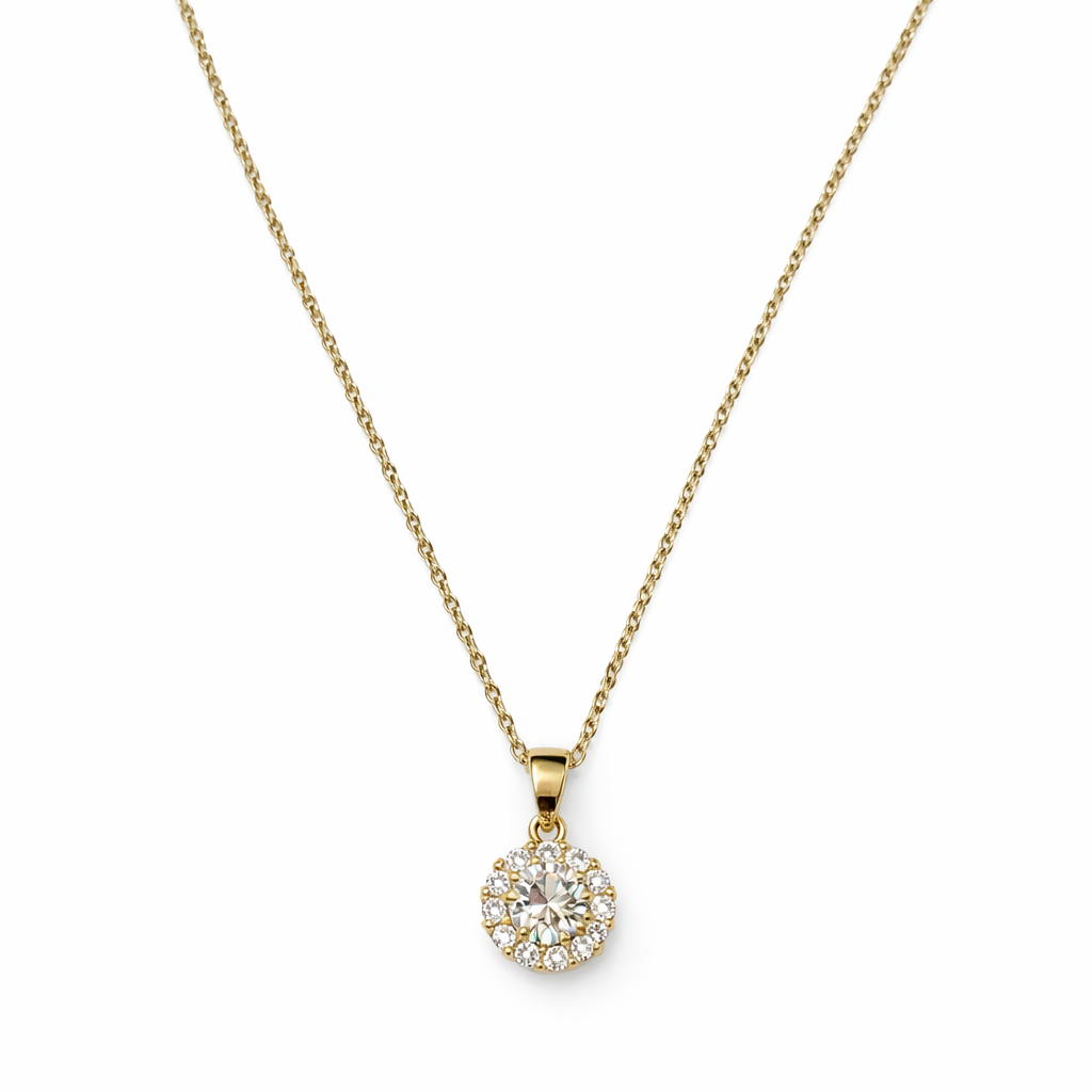 Colgante Oro Amarillo 18kt Botón Circonita Central 5MM 3