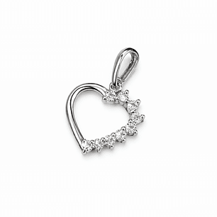 Colgante Oro Blanco 18kt Corazón 1/2 Circonita