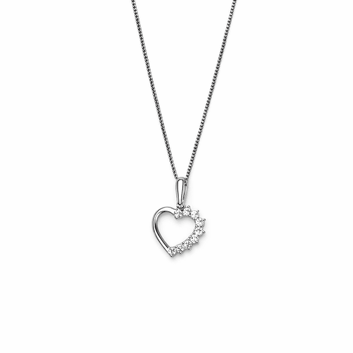 Colgante Oro Blanco 18kt Corazón 1/2 Circonita 3
