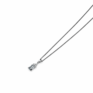 Colgante Oro Blanco 18kt Circonita-Aguamarina