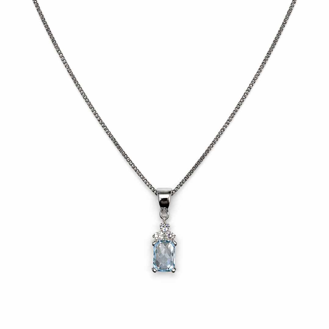 Colgante Oro Blanco 18kt Circonita-Aguamarina 3