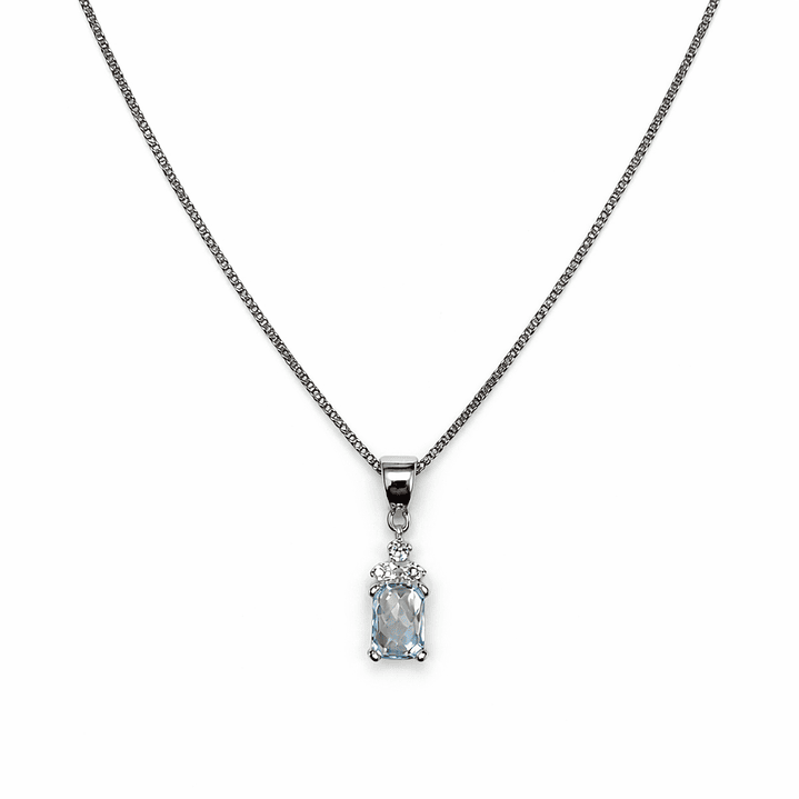 Colgante Oro Blanco 18kt Circonita-Aguamarina 3