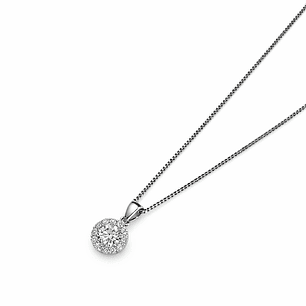 Colgante Oro Blanco 18kt Botón Circonita Central 5MM