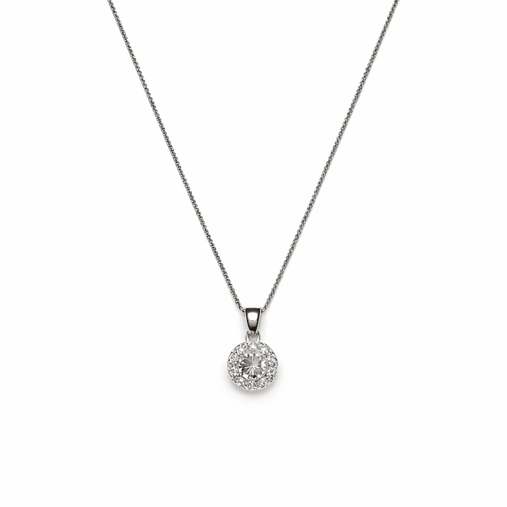 Colgante Oro Blanco 18kt Botón Circonita Central 5MM 3