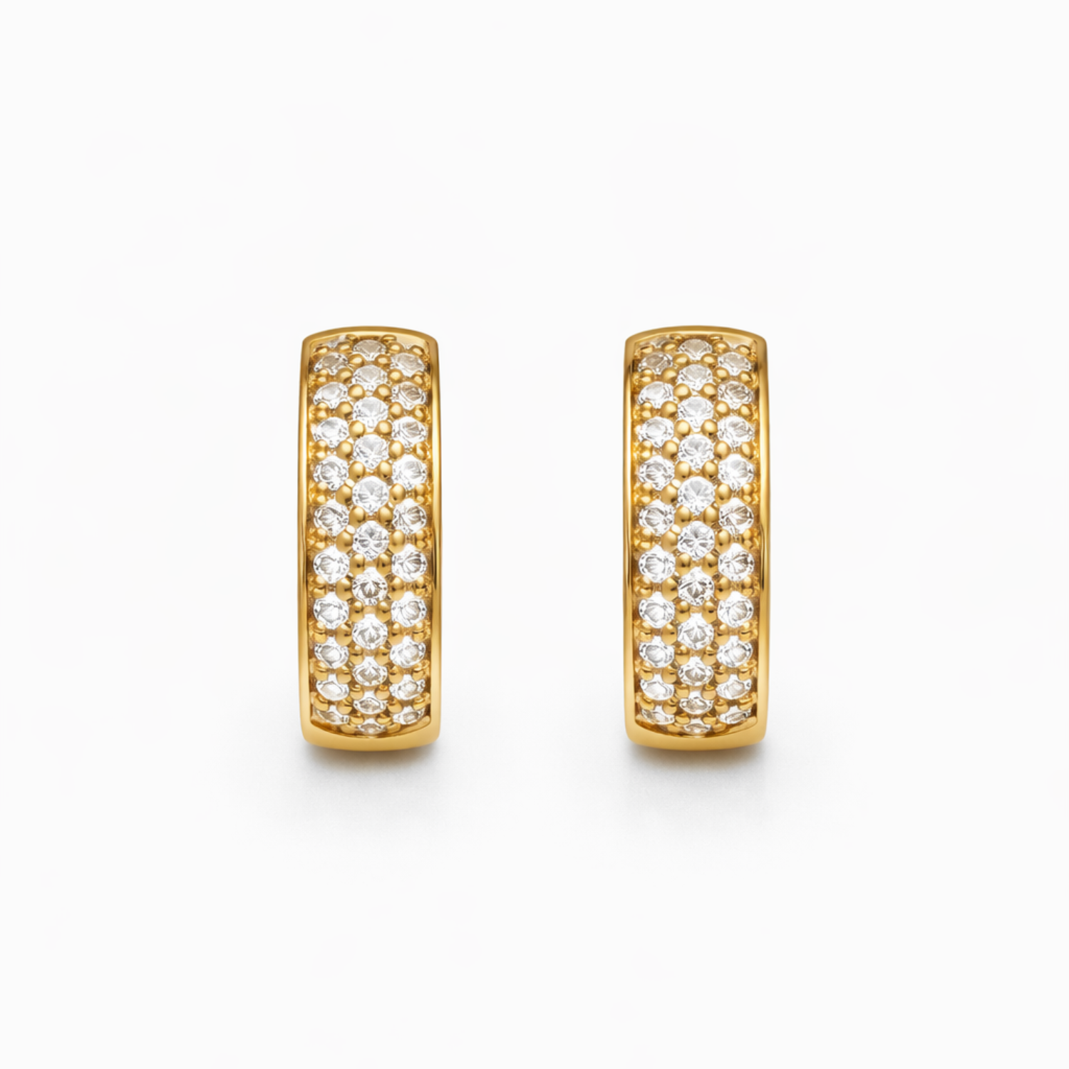 Aros Oro Amarillo 18kt Argollas Pave Circonita 12MM 1