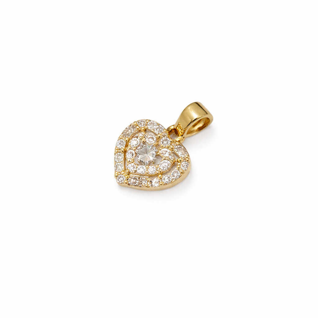 Colgante Oro Amarillo 18kt Corazón Circonita Baguette 1