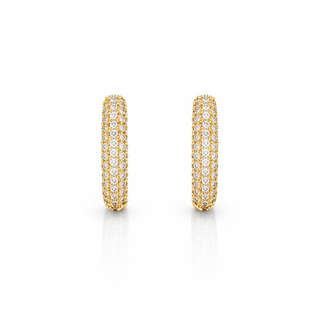 Aros Oro Amarillo 18kt Argollas Bold Circonita 14MM 1